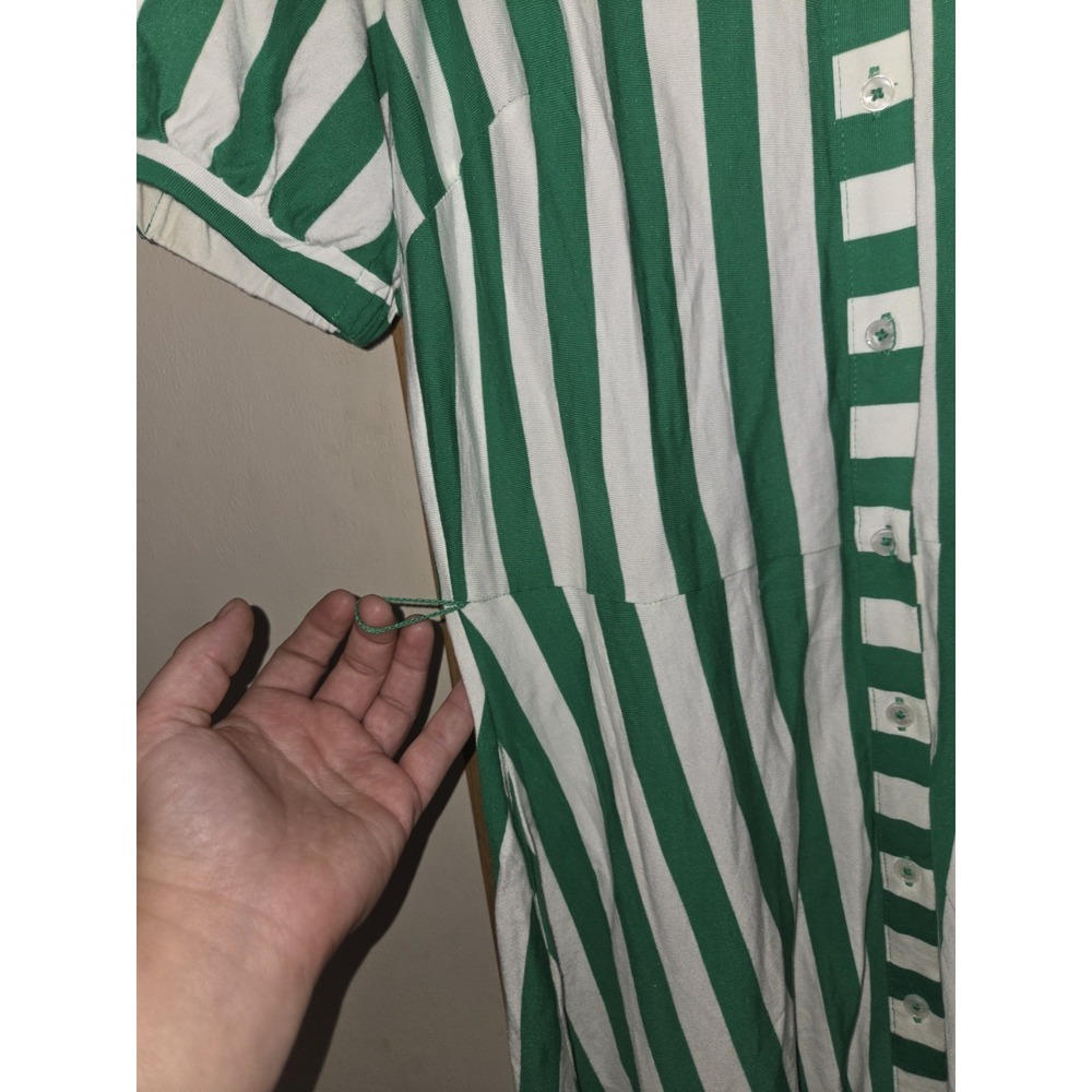 Boden Dress Womens Size US 6R Green White Striped Button Up Midi Shirt - Picture 5 of 16